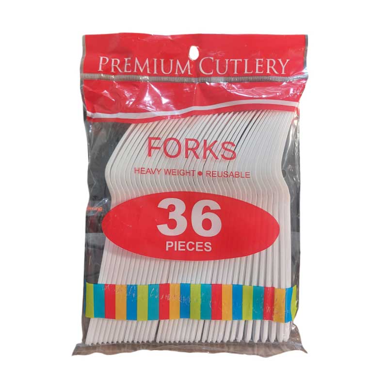 36PCS-WHITE-PLASTIC-FORKS-Front