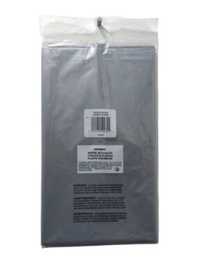 Gray round plastic tablecover - Back Image